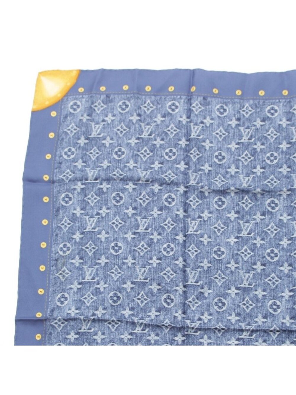 Louis Vuitton Silk Monogram Denim Scarf Blue